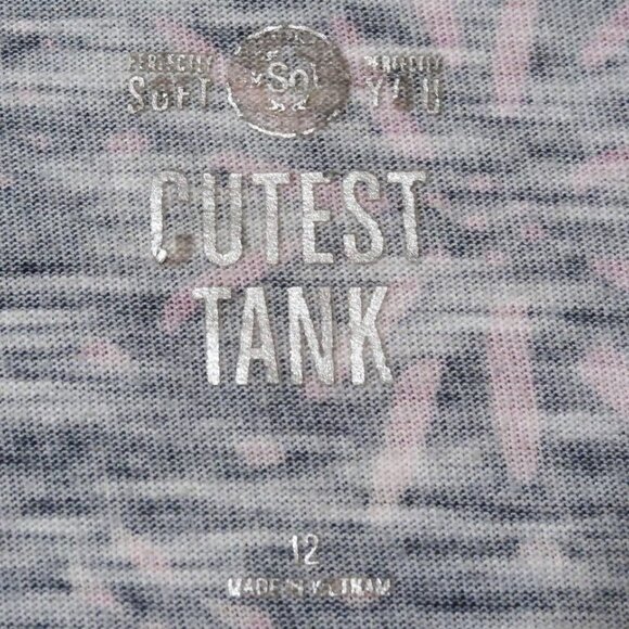 KOHLS Sol GIRL'S TANK TOP, Girls Size 12, CUTEST TANK 60% Cotton, 40% Polyester - Picture 3 of 5
